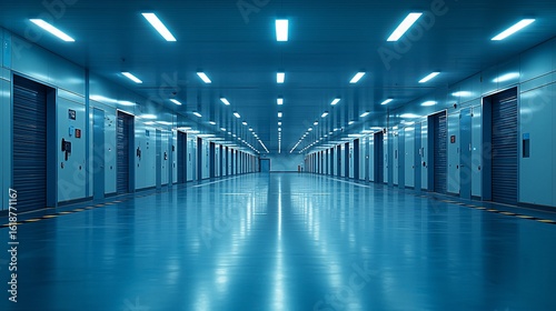 Empty modern office hallway with elevators