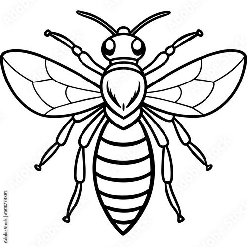 Africanized Bee Outline SVG – Standalone Killer Bee Figure for Insect & Nature Designs