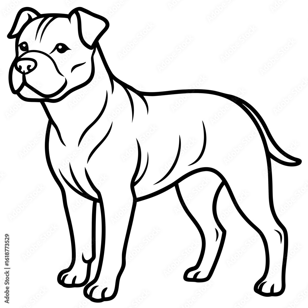 Fototapeta premium American Bulldog Outline SVG – Standalone Dog Silhouette Vector Design
