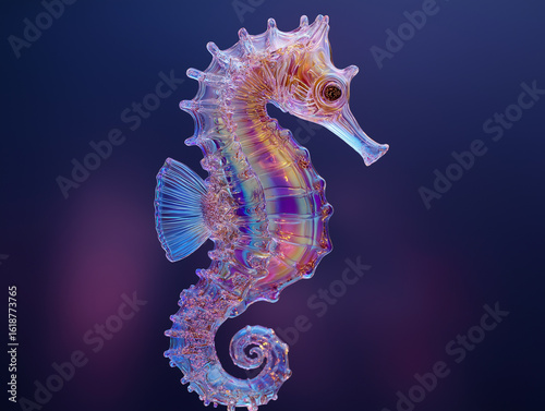 Abstract seahorse multicolor crystal clear