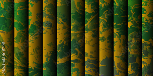 Abstract visually striking background with vertical striped bars in varying shades of glowing colors. Smoky, marbled, or cloudy texture depth and an illusion with structured pattern.