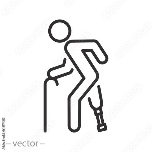 prosthesis man icon, prosthetic leg illustration