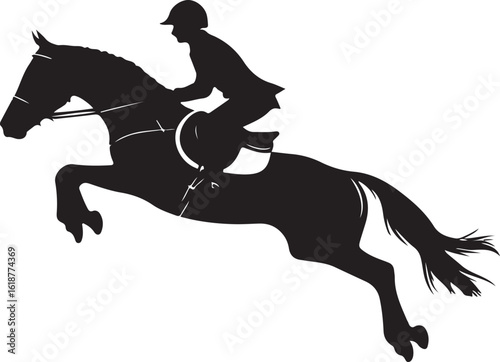 Horse rider jumping silhouette