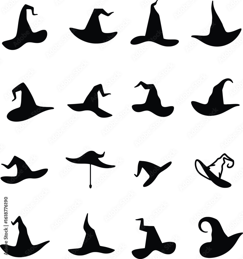 Obraz premium A stylish collection of black silhouette shoe illustrations, featuring various footwear designs from high heels to boots, perfect for fashion and clothing concepts