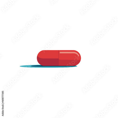 A single red capsule on display.