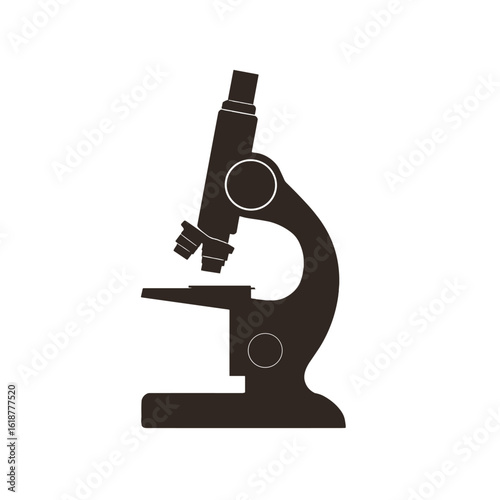 A detailed silhouette of a microscope used in a scientific experiment.