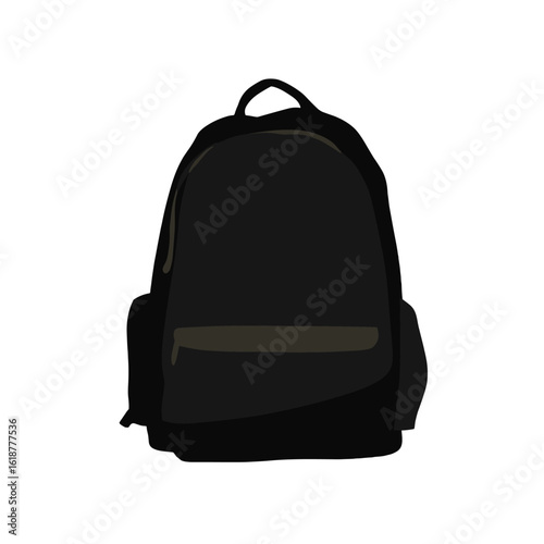 A sleek, modern black backpack.