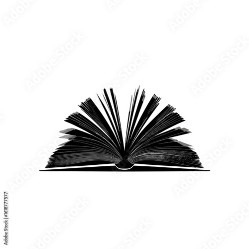 An open book with its pages fanned out.