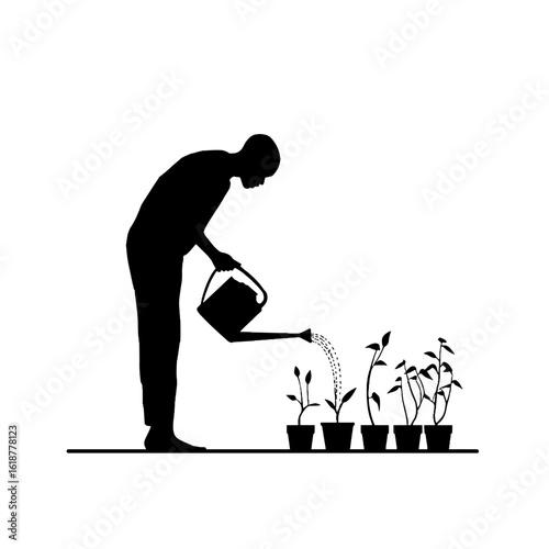 Wallpaper Mural Silhouette of a person watering plants. Torontodigital.ca