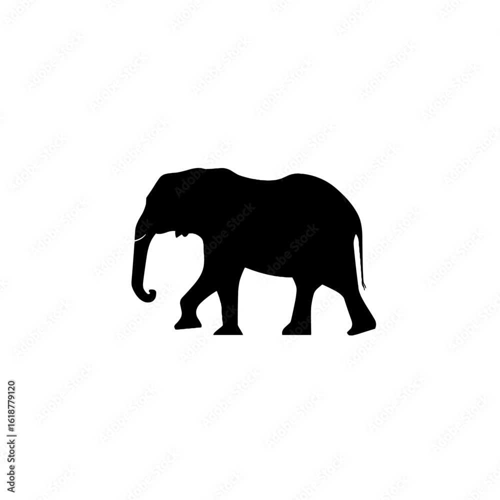 Fototapeta premium A black silhouette of an elephant walking calmly.