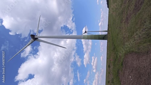 Wind generator, propeller of wind turbine is slowy turning 