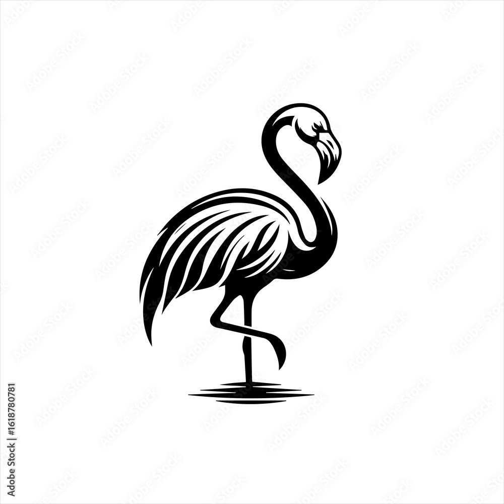Fototapeta premium Stylized Black Flamingo Bird Illustration.