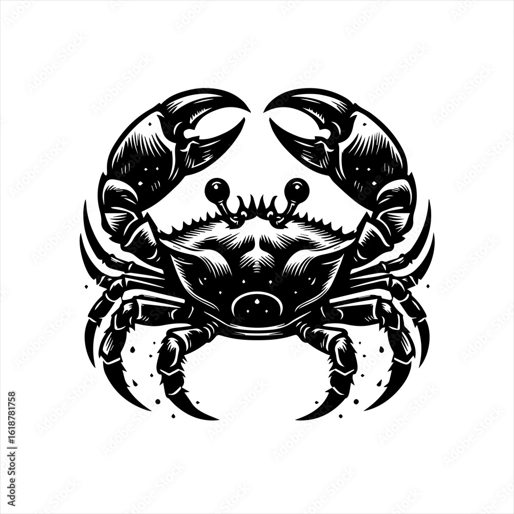 Fototapeta premium Stylized Black and White Crab Illustration.