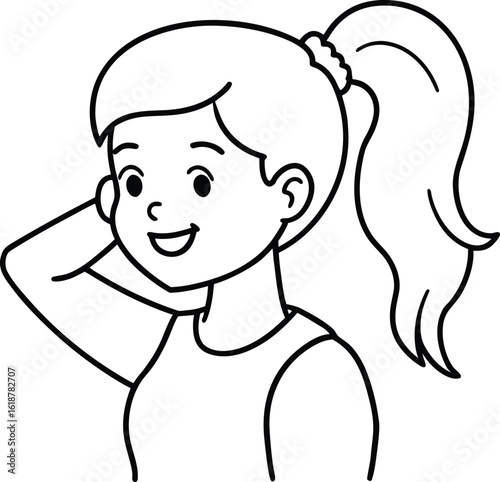 girl brushing ponytail gently smiling clean mini