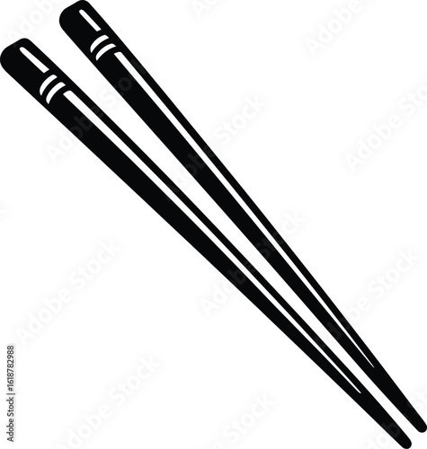 Classic Black and White Chopsticks - Asian Cuisine Utensil Icon