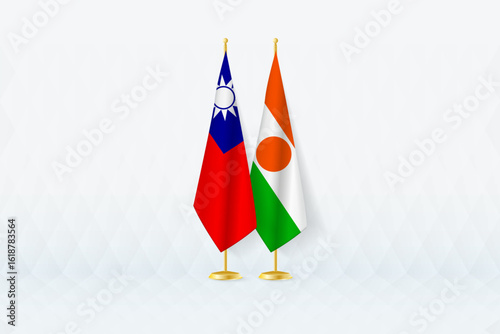 Taiwan and Niger Flags Side by Side, Symbol of International Partnership.