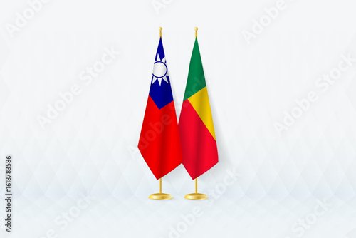 Taiwan and Benin Flags Side by Side, Symbol of International Partnership.