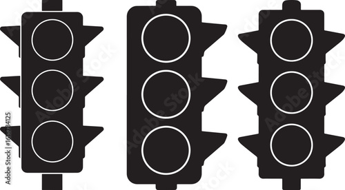 Three vertical traffic lights silhouette