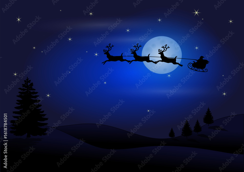 Naklejka premium Weihnachten-Mond-Illustration – Vektor