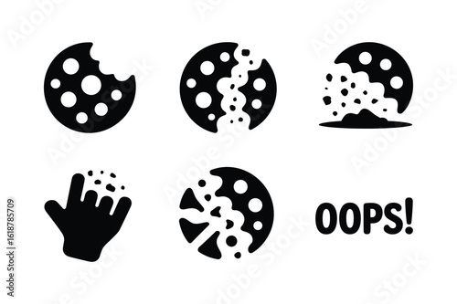Bitten cookie with crumbs and hand reaching for cookie vector