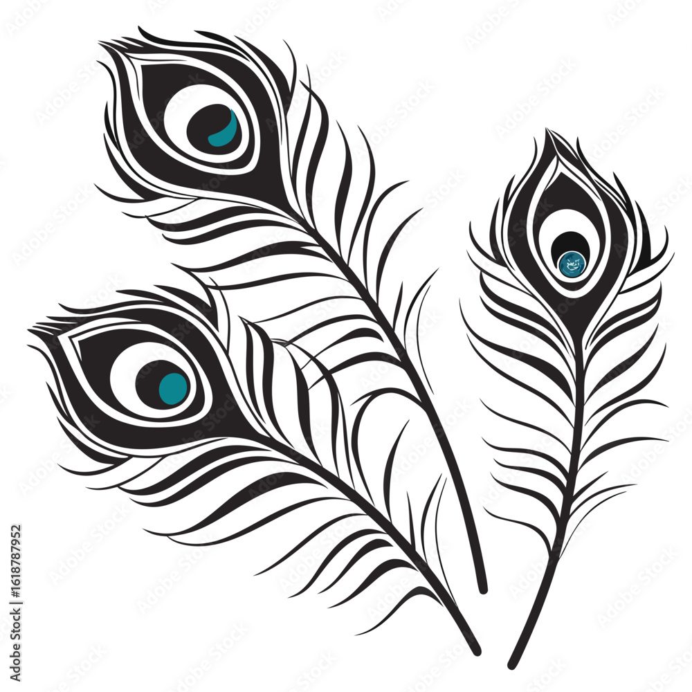 Obraz premium Stylized Peacock Feather Bundles Abstract Bold