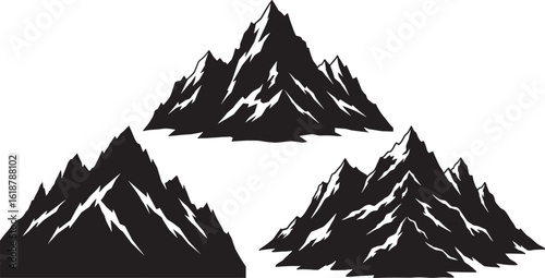 Jagged mountain peaks silhouette group