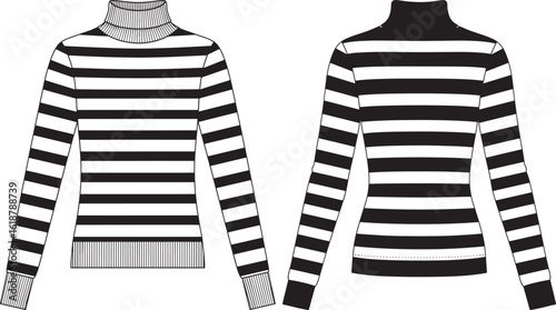 Two striped turtleneck sweater designs silhouette
