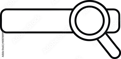 Flat vector icon of a search bar with a magnifying glass isolated on transparent background