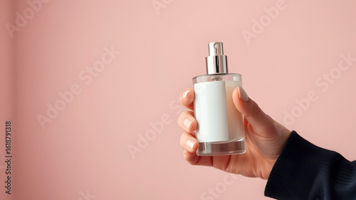 Perfume bottle in a woman's hand