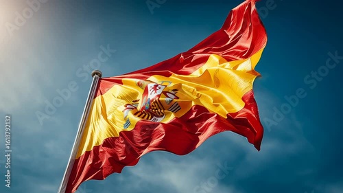 4k video of a Spanish flag waving.
