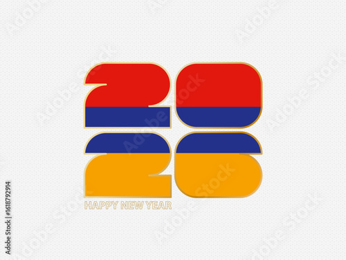 Abstract numbers 2026 with flag of Armenia.