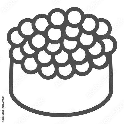 Jar with caviar line icon, japanese food concept. Vector graphics.  Caviar sushi roll, seafood sign on white background, outline style icon for mobile or web design.