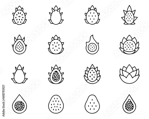 Solid glyph icon representing a vibrant dragon fruit a tropical exotic fruit illustration perfect for healthy eating and food related designs