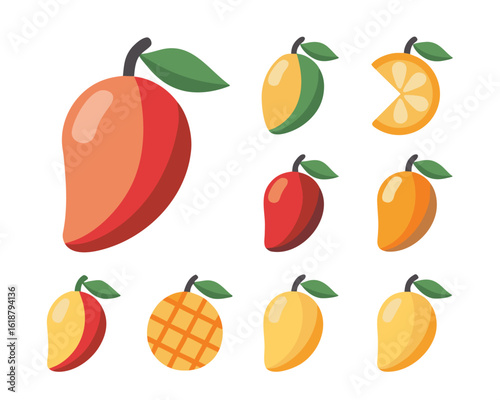 A clean solid glyph design of a vibrant ripe tropical mango fruit perfect for healthy eating and food related concepts