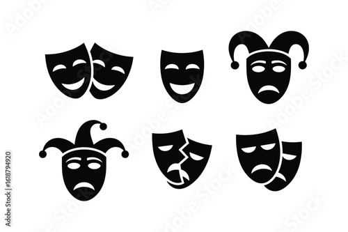 Comedy Tragedy Masks Jester Hats theatre drama