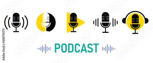 Podcast icons and wordmark