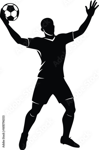 Football player silhouette heading gesture isolated on transparent background
