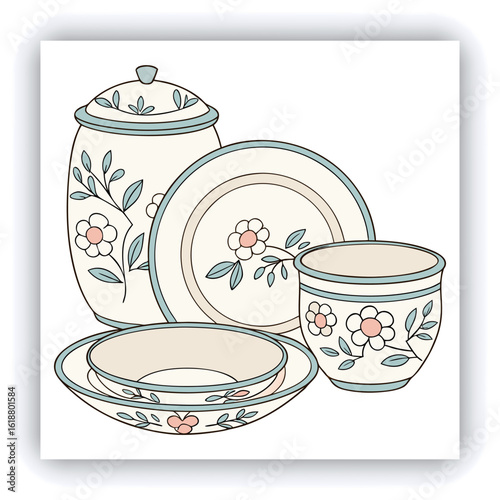 Vintage container illustration vector set, remixed from public domain collection