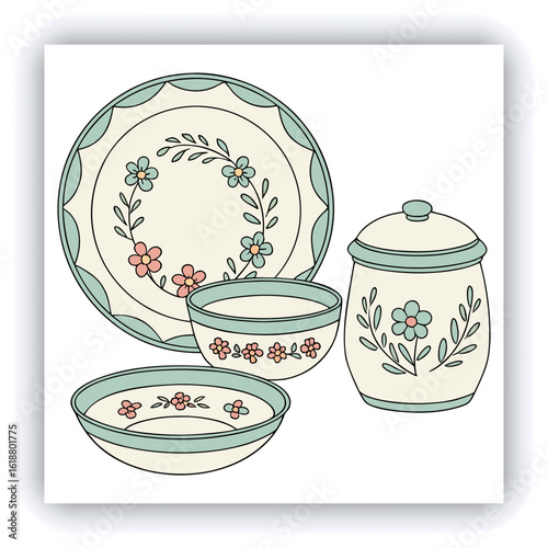 Vintage container illustration vector set, remixed from public domain collection