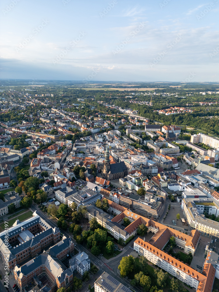 Obraz premium aerial view of zwickau in east germany saxony germany vertical
