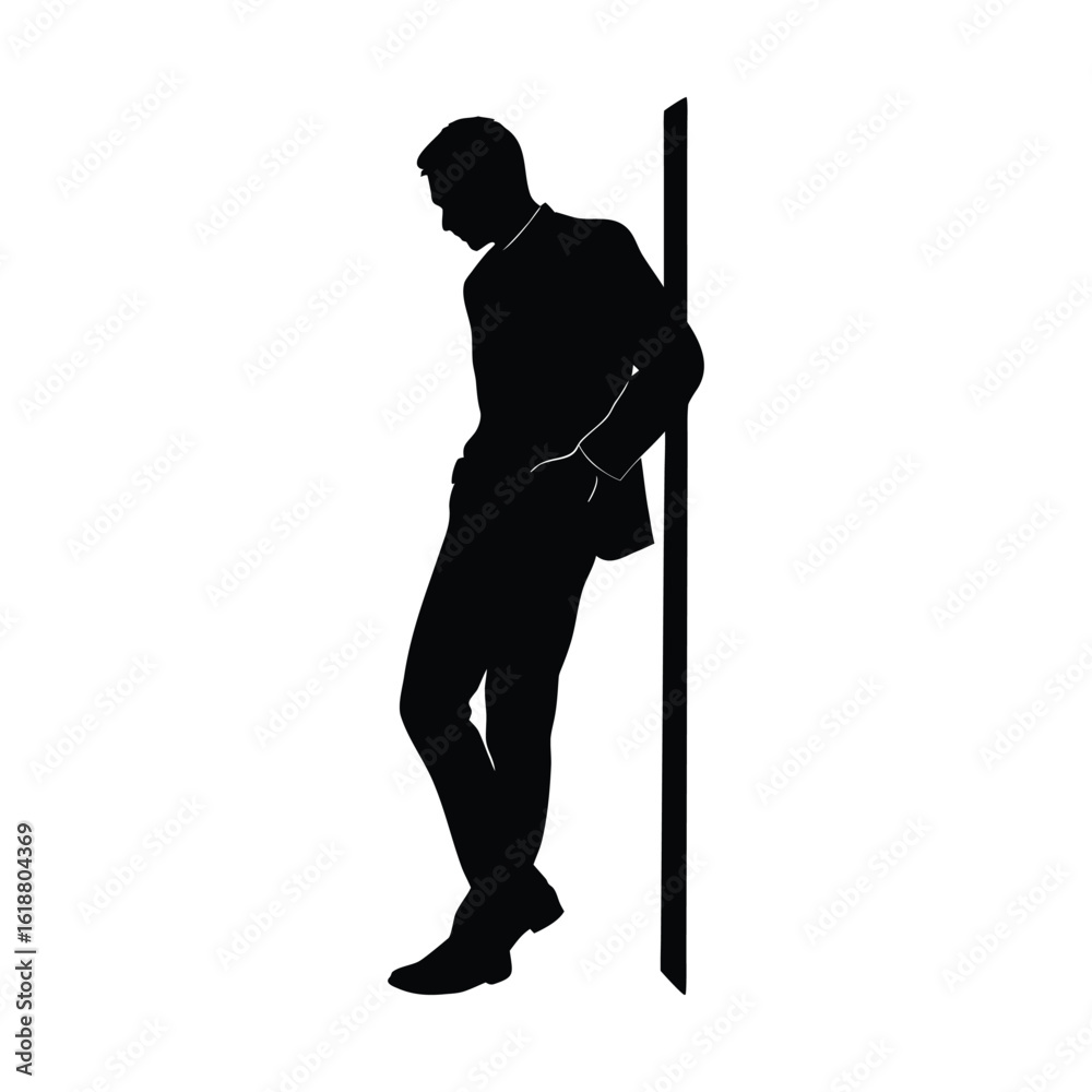 Fototapeta premium Elegant Man Silhouette Standing In Minimal Vector Design