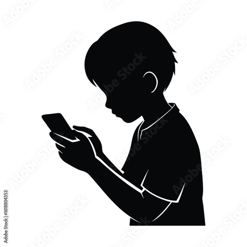 Technology And Gaming Lifestyle Silhouette Boy Vector