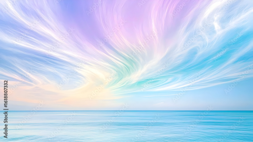 Obraz premium Pastel Colors Sunset Over Calm Ocean