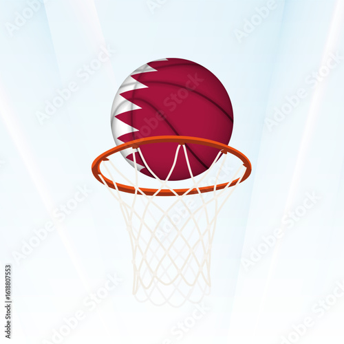 Qatar Flag Basketball Scoring Through Hoop.