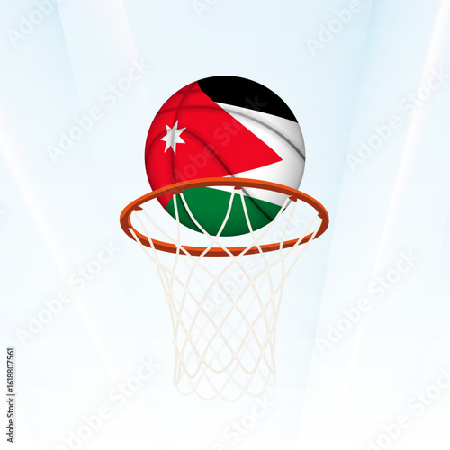 Jordan Flag Basketball Scoring Through Hoop.