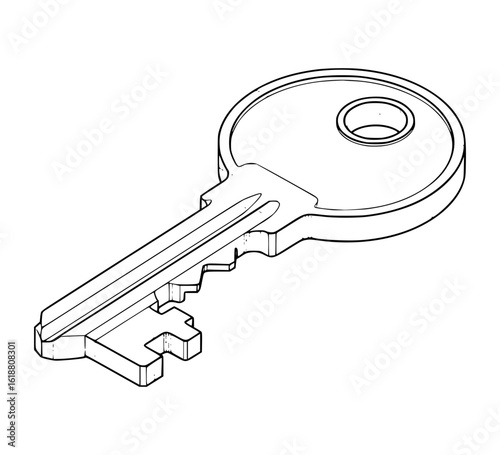 Isometric Key Line Art