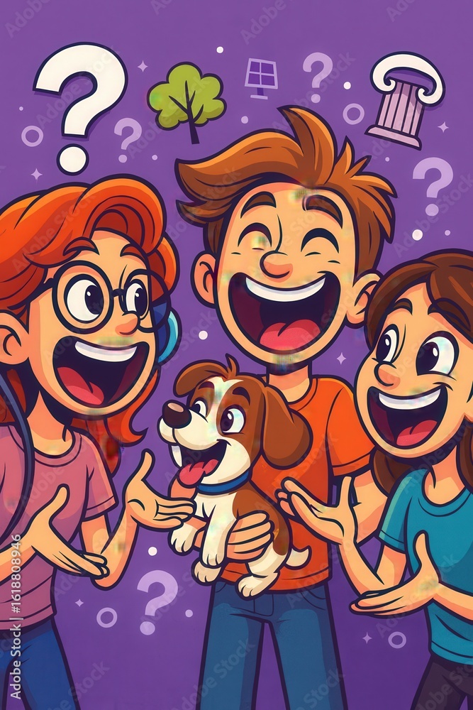 Fototapeta premium Diverse Animated Children in Lively Comic-Style Conversation Scene