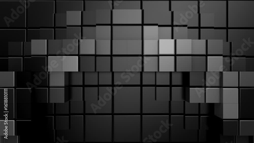 Cubes Form a Wave. Abstract motion, two color, 3d rendering, 4k resolution
