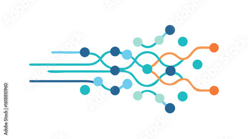 Abstract visualization of interconnected lines and dots representing data flow and network connections on a black background