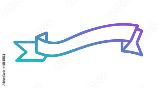 Simple gradient ribbon banner with a teal to purple color transition on a black background